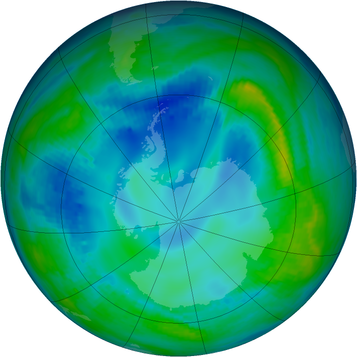 Antarctic ozone map for 11 May 1992